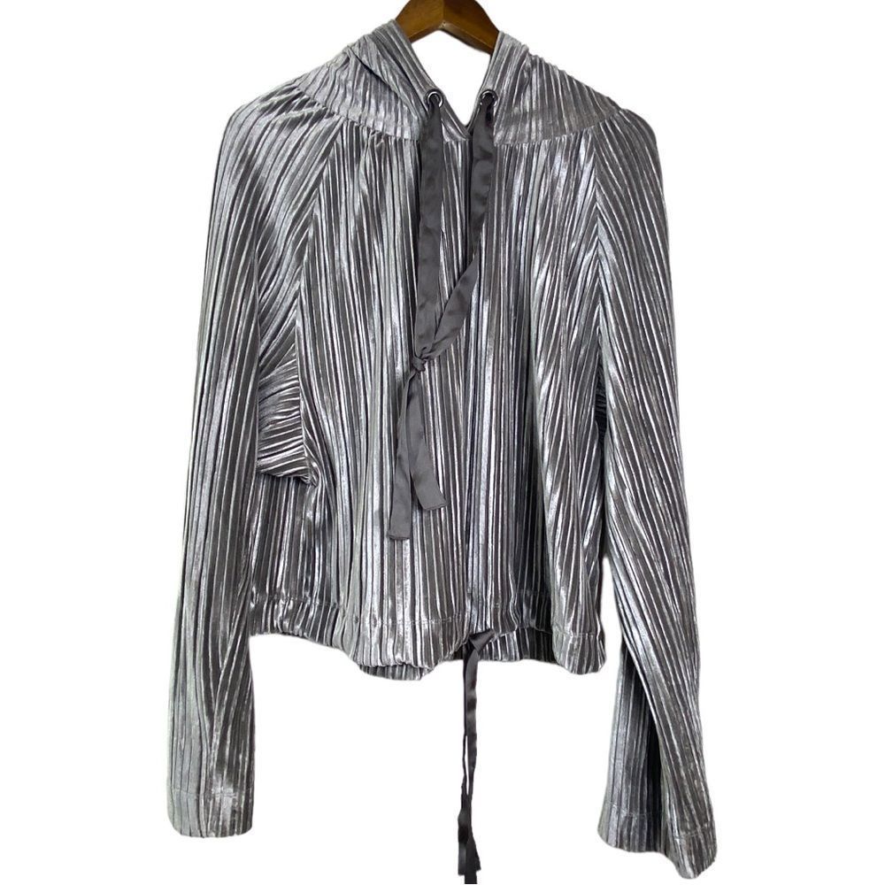 RACHEL Rachel Roy Pleated Soft Velvet Hoodie Top Sweatshirt Size Medium